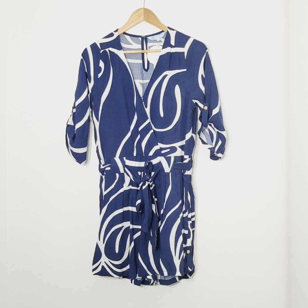 Escapada Living NEW Romper Shorts One Piece Jumper Navy Blue White Cruise Small